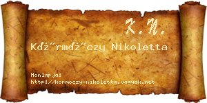 Körmöczy Nikoletta névjegykártya